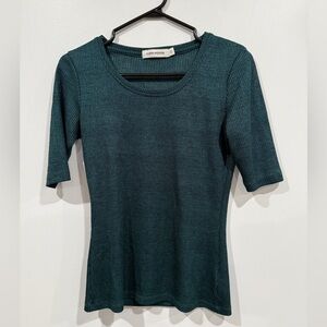Carin Wester Dark Green Ribbed Tee